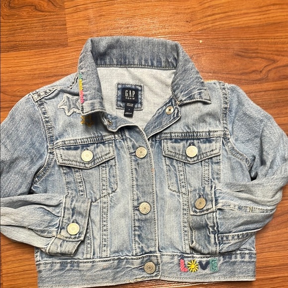 Gap girls Light Blue Distressed Denim Jacket with Contrast Stitching size s - Picture 5 of 6